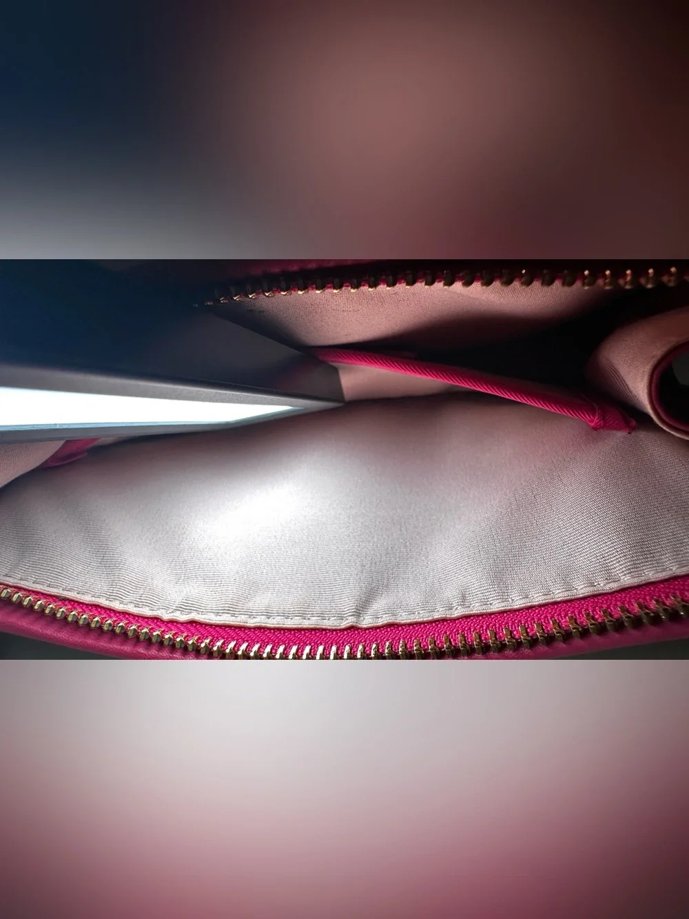 Coach Straw Clutch Wristlet with Fuchsia Trim